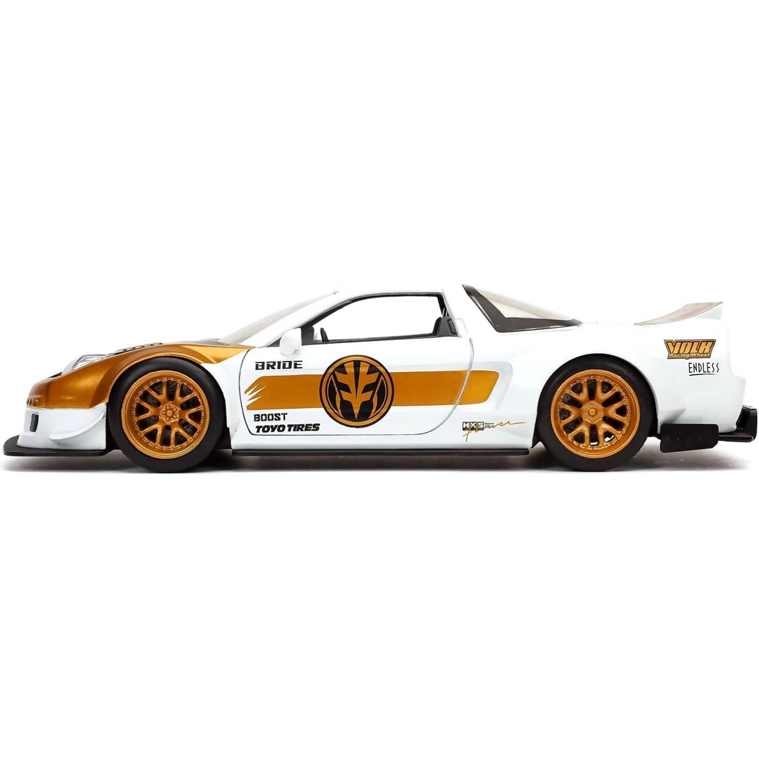 JADA TOYS - POWER RANGERS 2002 HONDA NSX TYPE-R JAPAN SPEC WITH WHITE RANGER 1:24 SCALE DIECAST VEHICLE & FIGURE SET