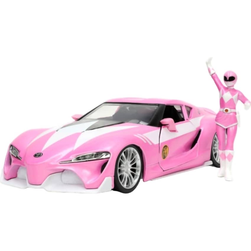 JADA TOYS - POWER RANGERS TOYOTA FT-1 WITH PINK RANGER 1:24 SCALE DIECAST VEHICLE FIGURE SET