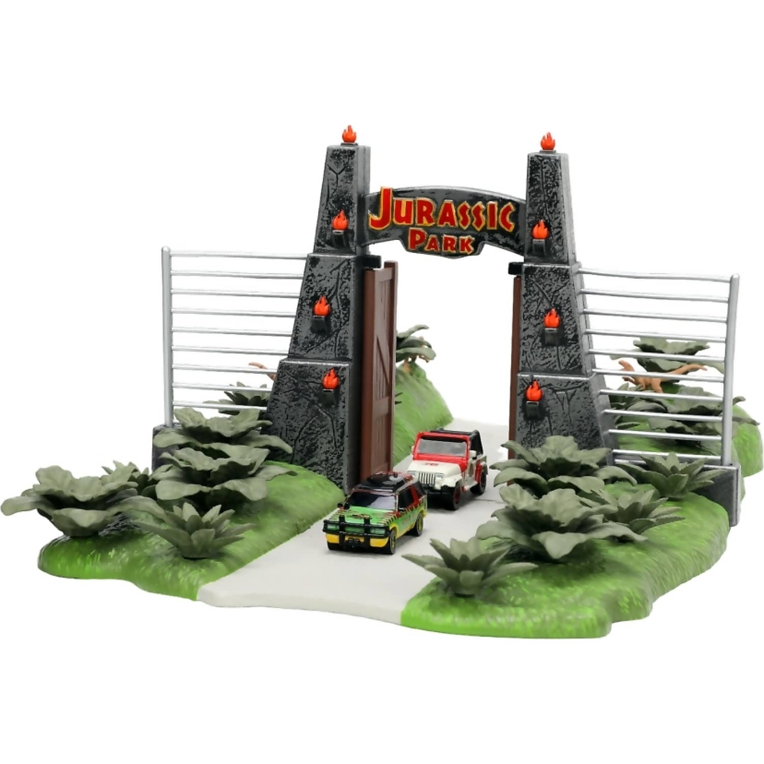 JADA TOYS - JURASSIC PARK 30TH ANIVERSARY NANO SCENE DIORAMA WITH 2 VEHICLES SCALE DIECAST SET