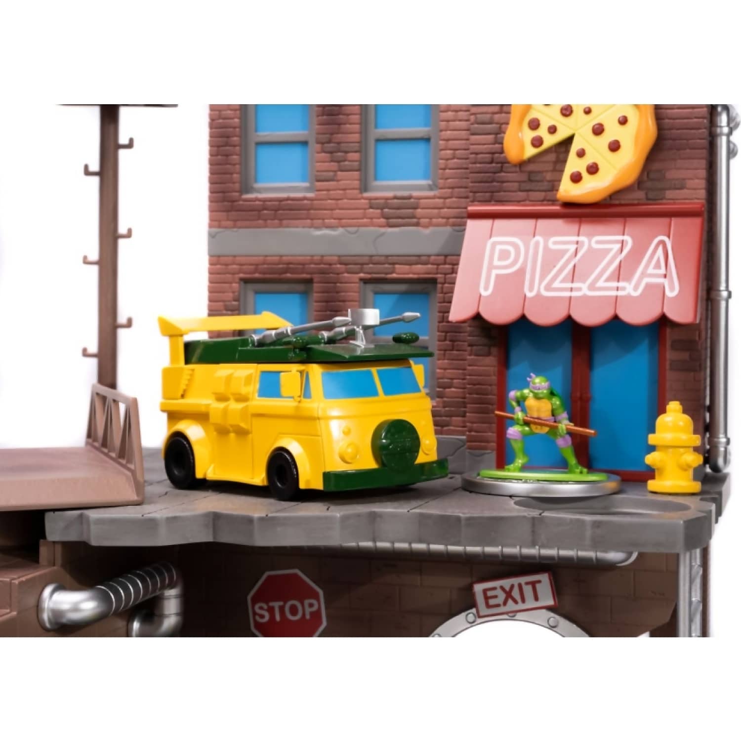 TMNT JADA TOYS - TEENAGE MUTANT NINJA TURTLES NANOSCENE TURTLE LAIR WITH 4 FIGURES SCALE DIECAST SET