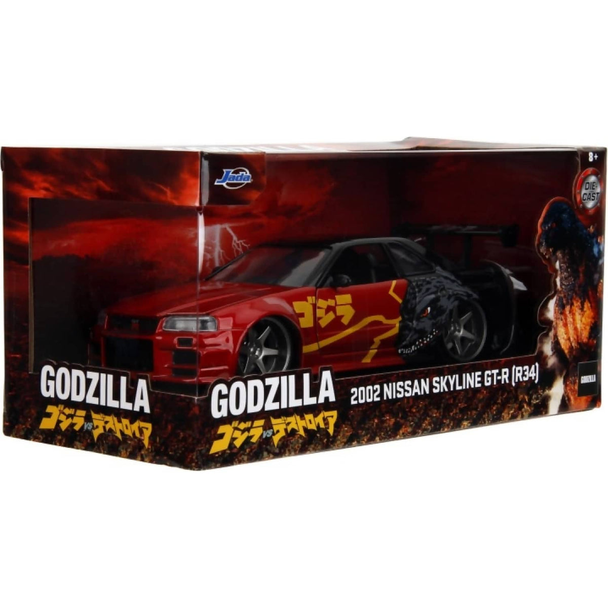 JADA TOYS - GODZILLA 2002 NISSAN SKYLINE GT-R (R34) 1:24 SCALE DIECAST VEHICLE