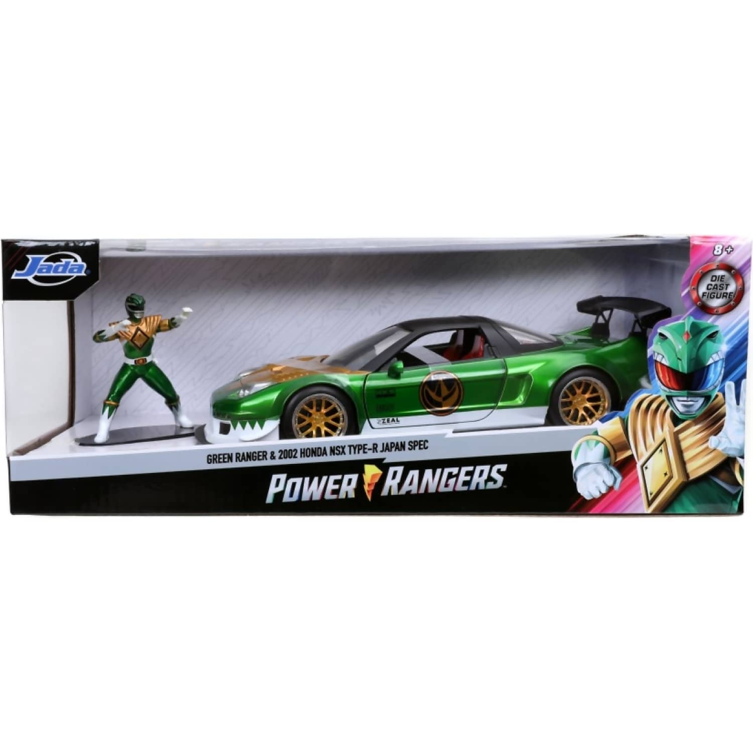 JADA TOYS - POWER RANGERS 2002 HONDA NSX TYPE-R JAPAN SPEC WITH GREEN RANGER 1:24 SCALE SCALE DIECAST VEHICLE & FIGURE SET