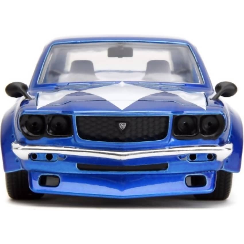 JADA TOYS - POWER RANGERS 1974 MAZDA RX-3 WITH BLUE RANGER 1:24 SCALE DIECAST VEHICLE & FIGURE SET