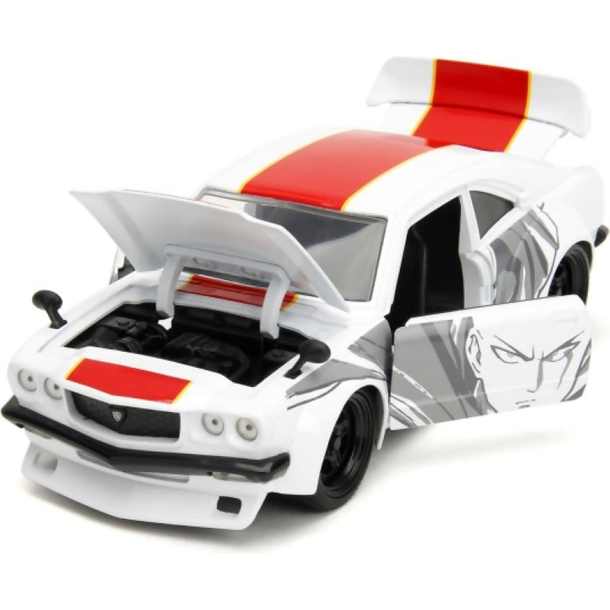 JADA TOYS - ONE PUNCH MAN 1974 MAZDA RX-3 WITH SAITAMA 1:24 SCALE DIECAST VEHICLE AND FIGURE SET
