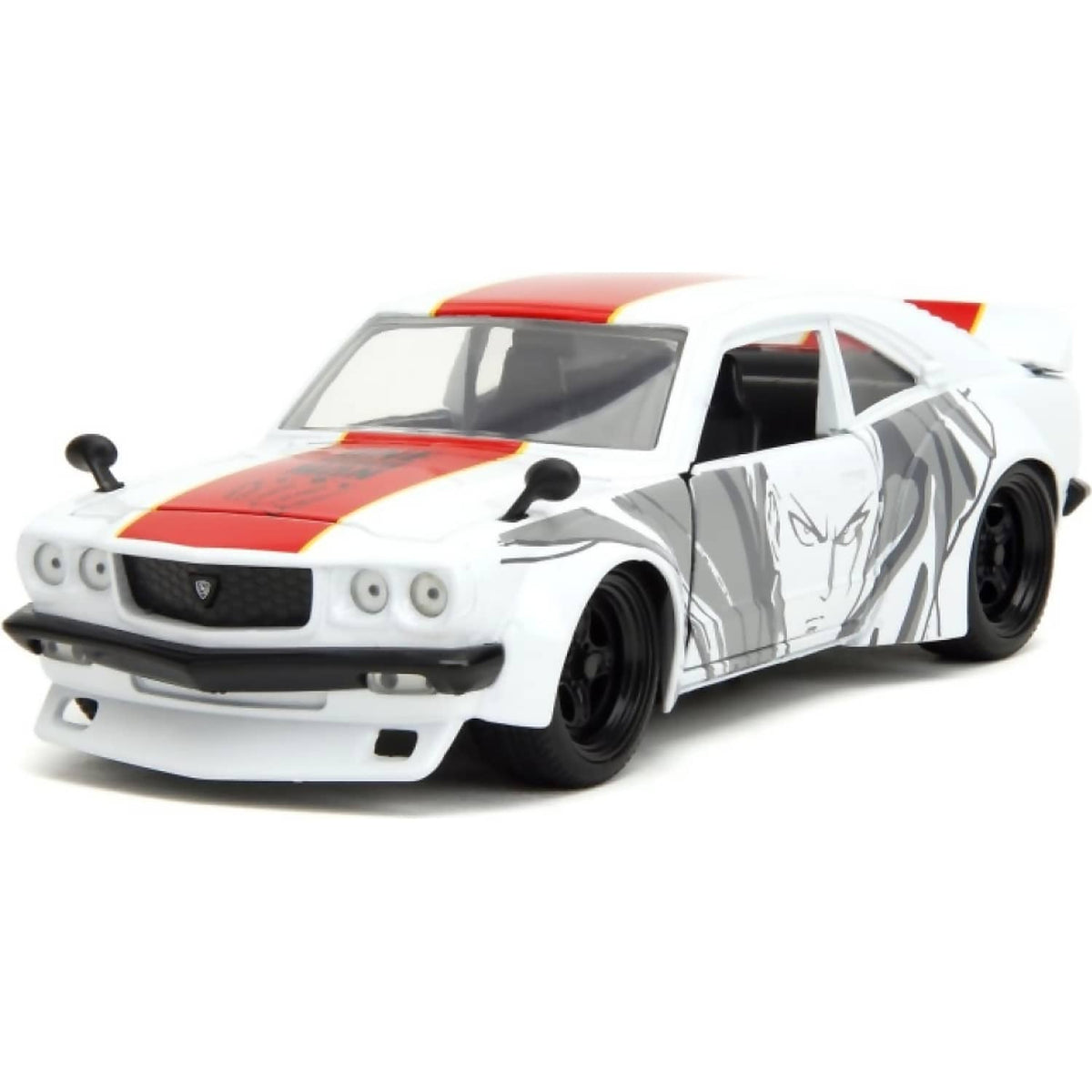 JADA TOYS - ONE PUNCH MAN 1974 MAZDA RX-3 WITH SAITAMA 1:24 SCALE DIECAST VEHICLE AND FIGURE SET