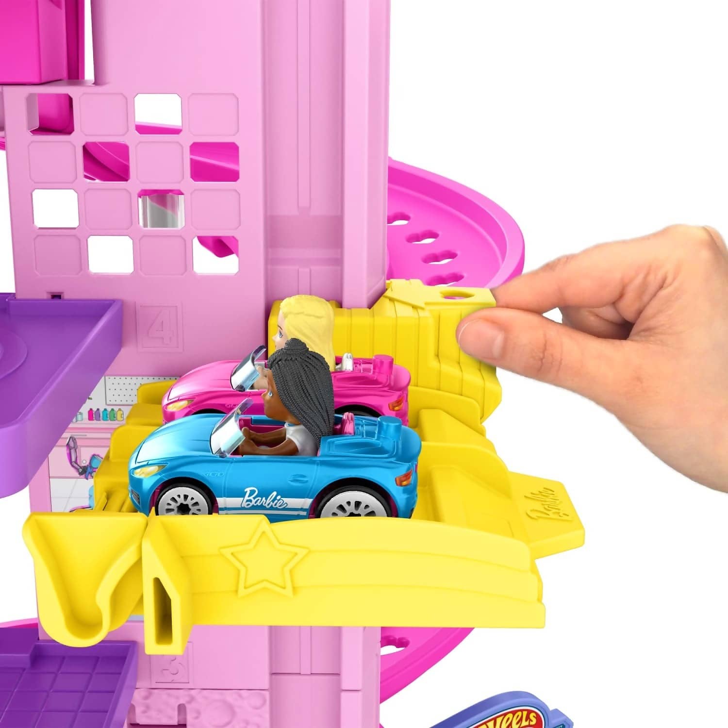 Hot Wheels - Racerverse Barbie Spiral Race Track Set With Barbie malibu & Barbie brooklyn Toy Cars
