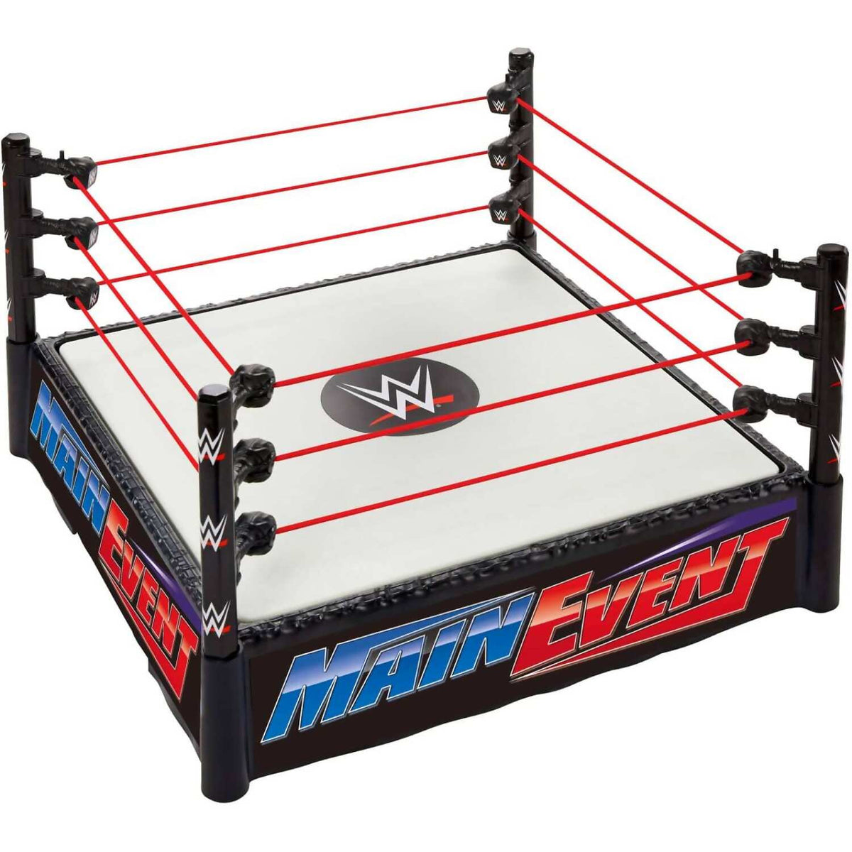 WWE- Superstar Ring With Labels For Main Event & Raw Spring-loaded With Elastic Ring Ropes