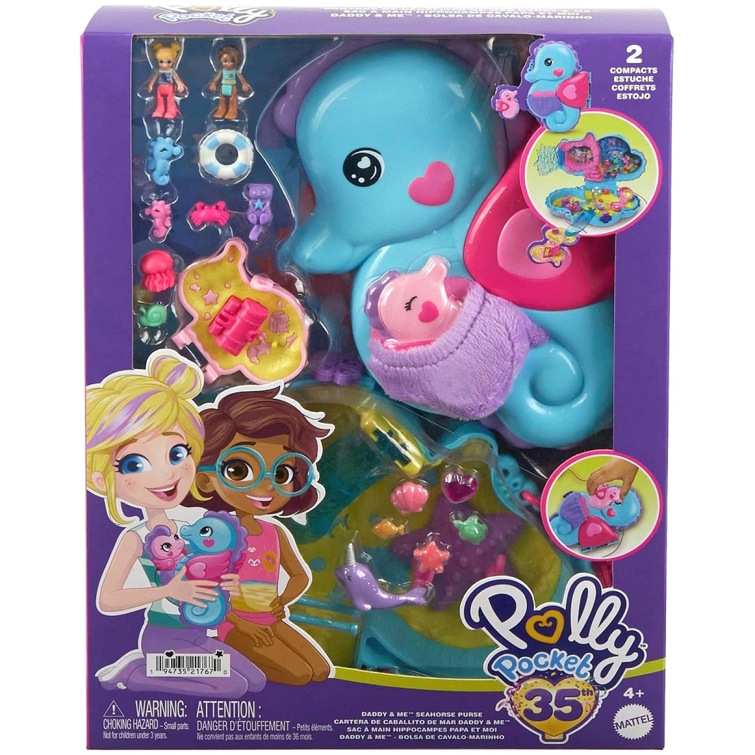 Polly Pocket - Daddy & Me Seahorse Purse Compact Set - Mattel