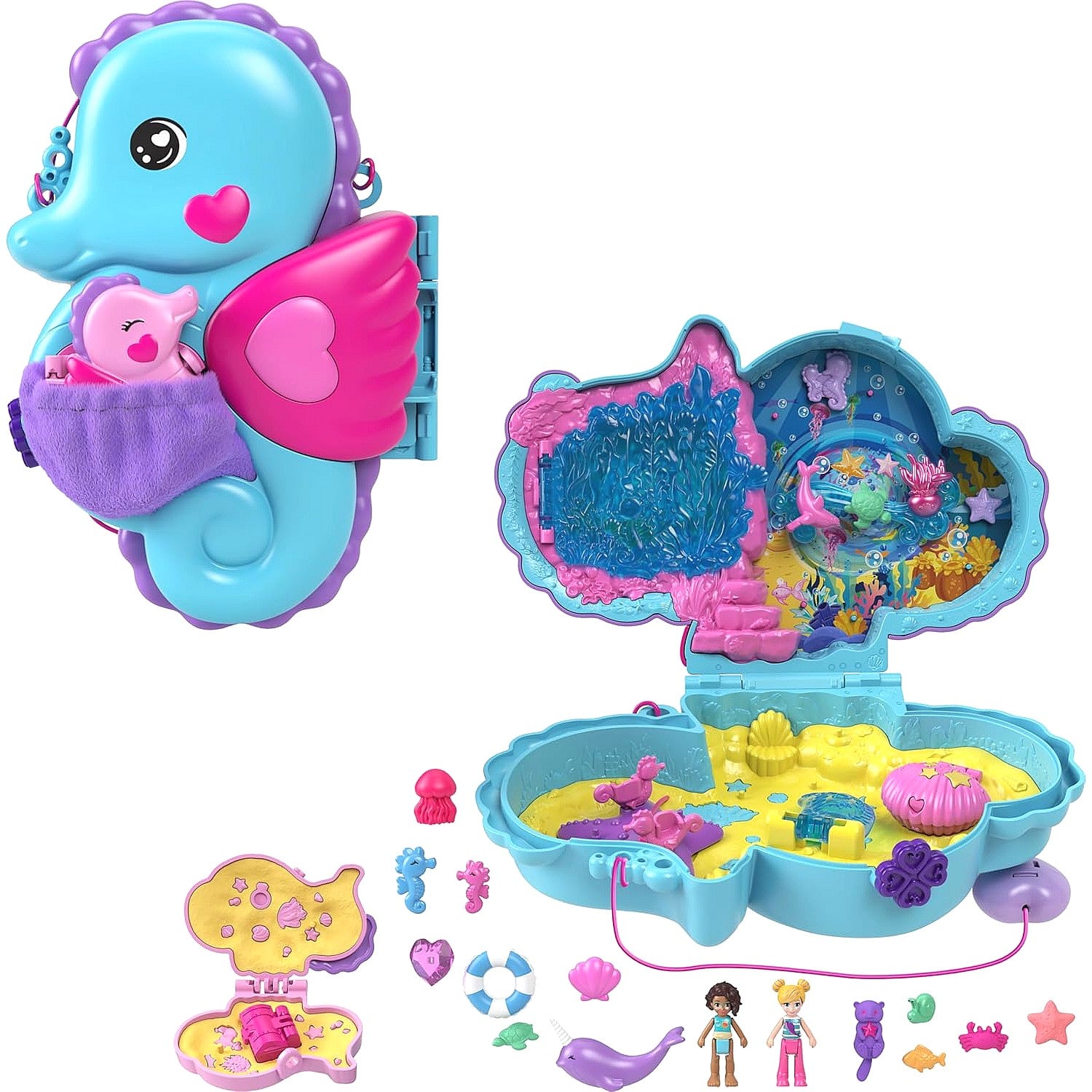 Polly Pocket - Daddy & Me Seahorse Purse Compact Set - Mattel