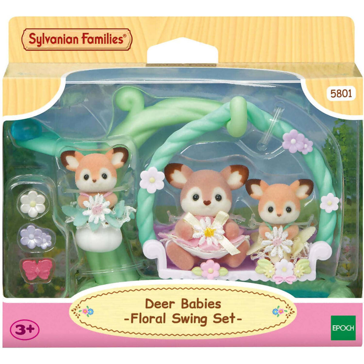 Sylvanian Families - Deer Babies Floral Swing Playset Animal Doll Playset