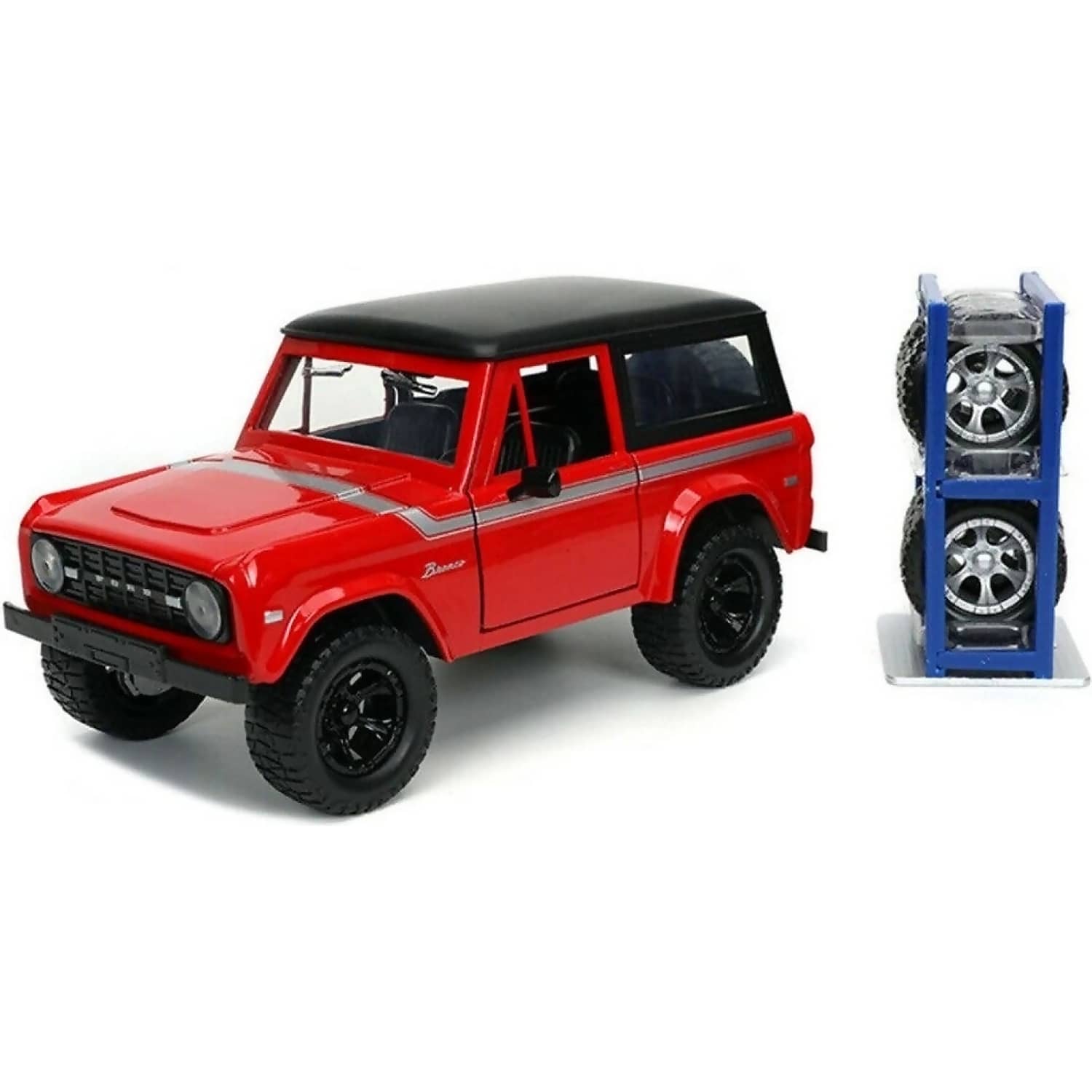 JADA TOYS - JUST TRUCKS 1973 RED FORD BRONCO HARD TOP 1:24 SCALE DIECAST VEHICLE