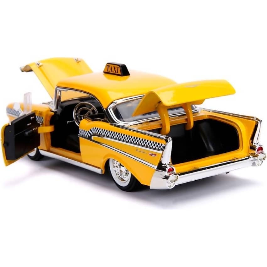 JADA TOYS - HOLLYWOOD RIDES 1957 CHEVY BEL AIR TAXI WITH DEADPOOL 1:24 SCALE DIECAST VEHICLE & DEADPOOL FIGURE SET