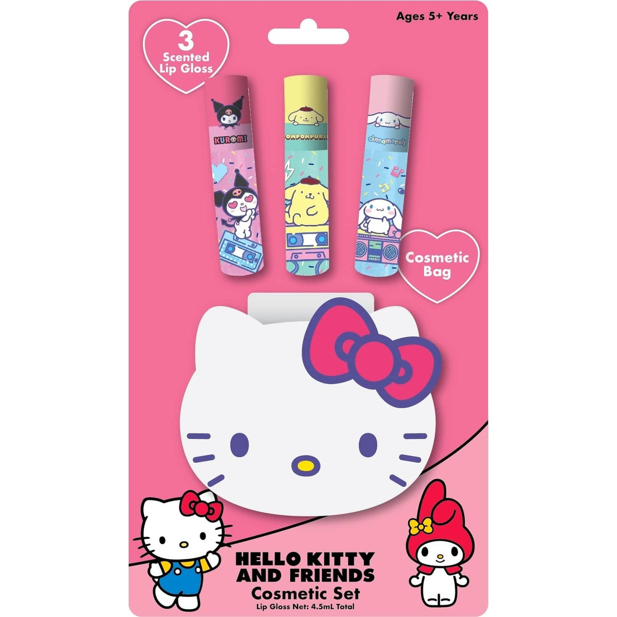 Hello Kitty - & Friends - Scented Lip Gloss 3 Pack  with Cosmetic Bag