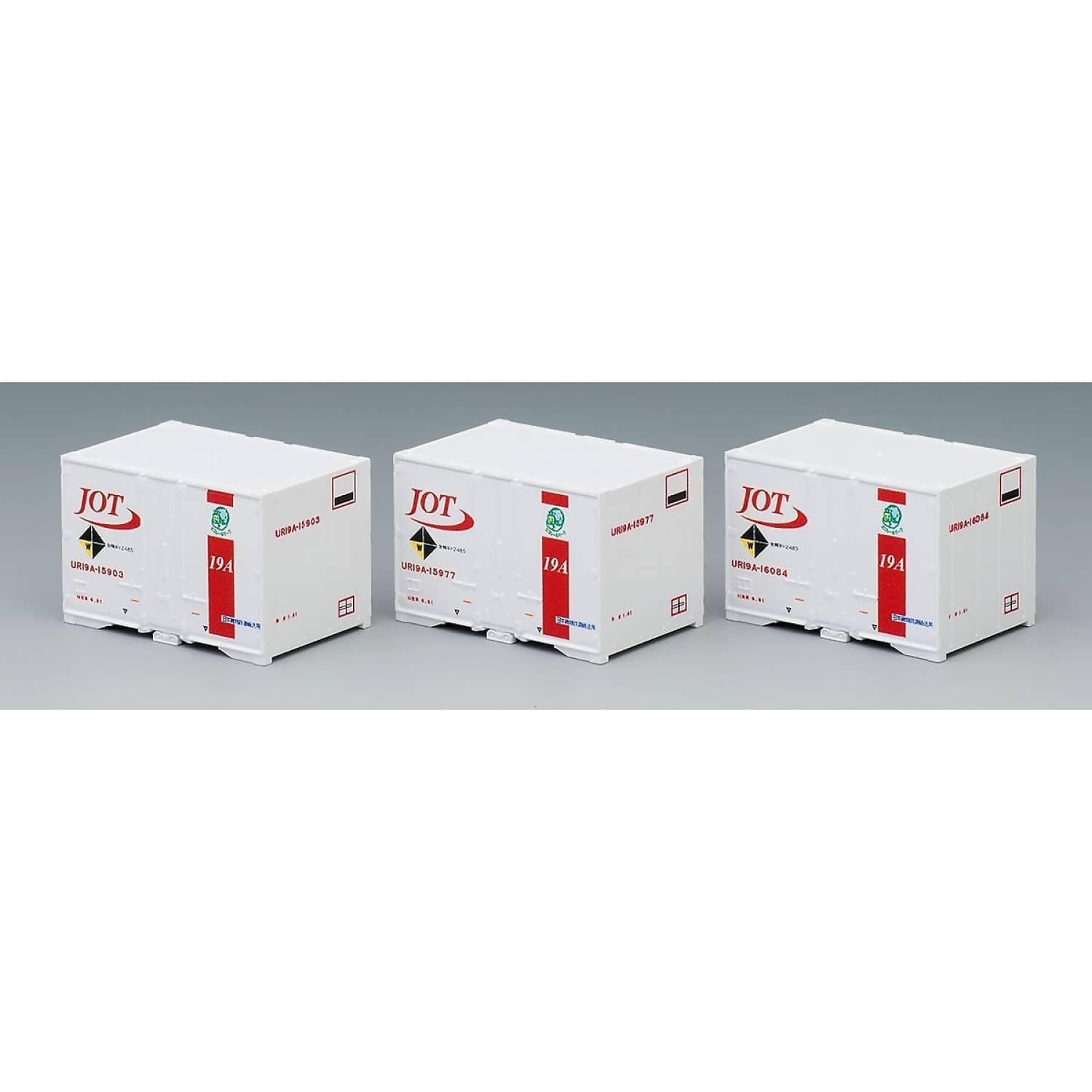 TOMIX - UR19A-15000 TYPE CONTAINER (NIPPON OIL TRANSPORT WHITE WITH RED) 3 PIECES N SCALE - MODEL RAILWAY ACCESSORY