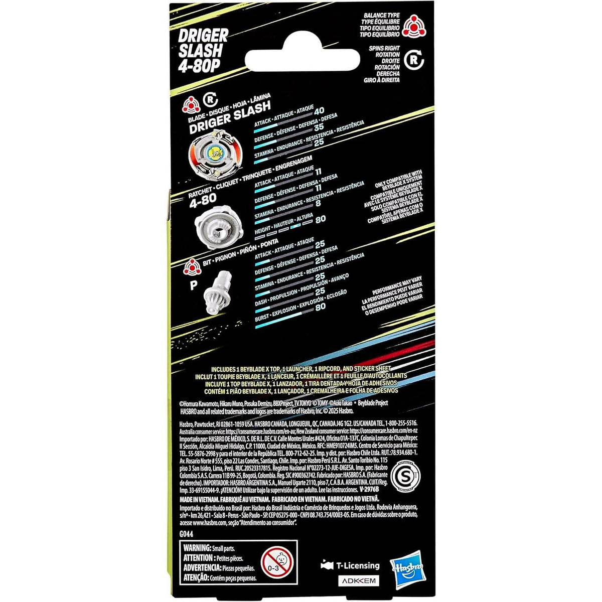 BEYBLADE X - X-Over Project Driger Slash 4-80P Starter Pack Set Balance Type Top and Launcher