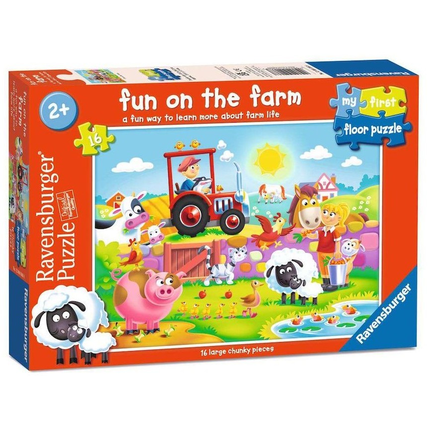Ravensburger - My First Floor Puzzle Fun On The Farm Jigsaw Puzzle 16 Pieces