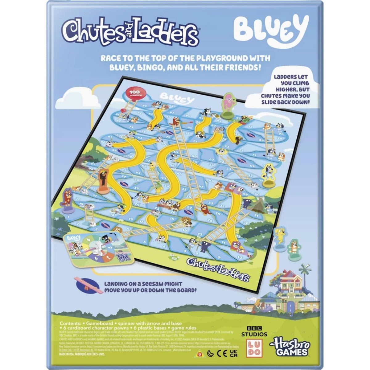 Bluey - Chutes & Ladders Classic Board Game - Hasbro Games