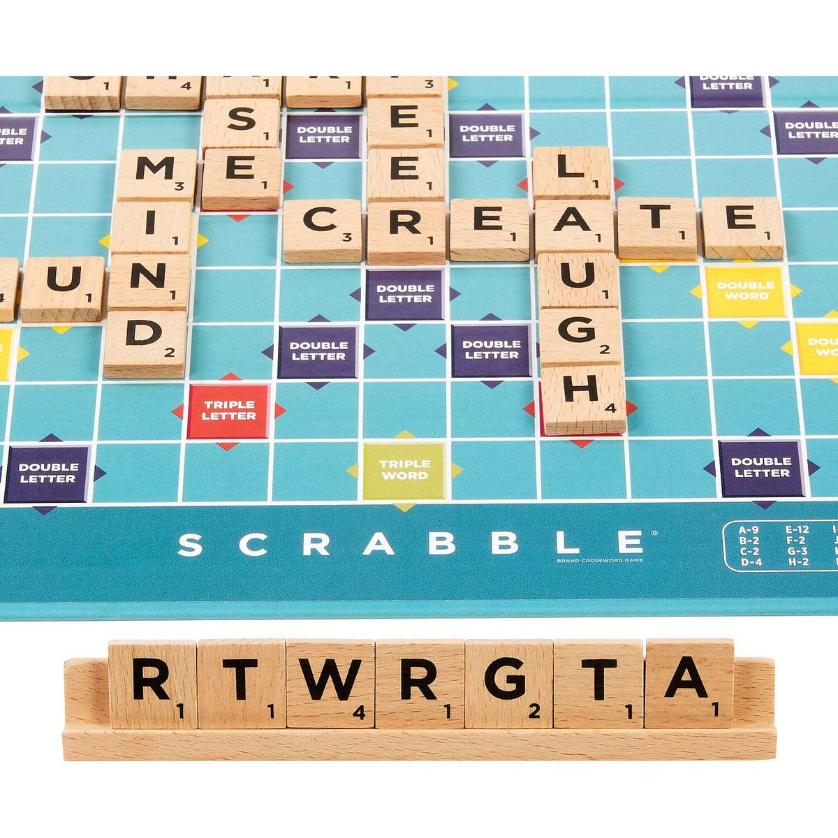 Scrabble - Wood Tiles & Racks 2 GAMES IN 1 - Double-Sided Board Game - Mattel
