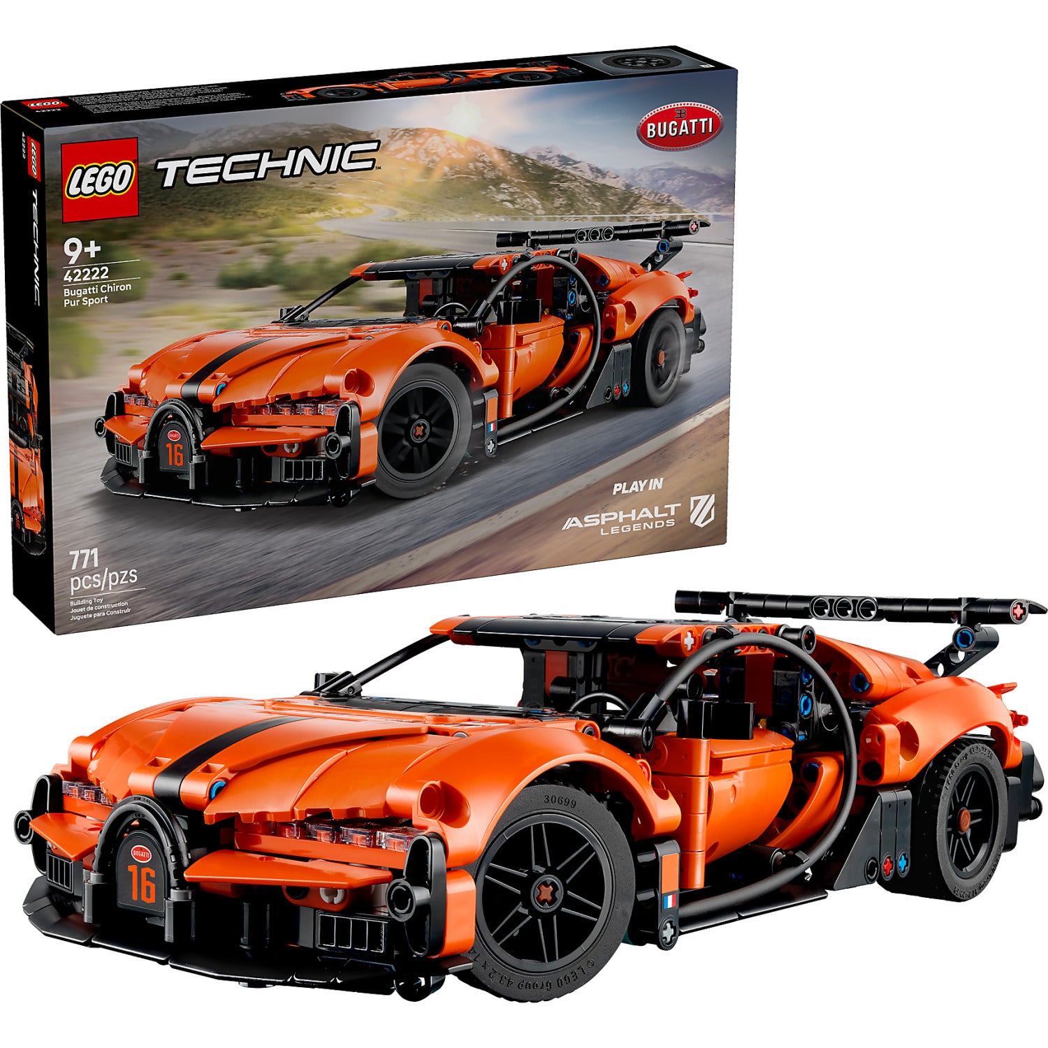 LEGO® 42222 Bugatti Chiron Pur Sport Hypercar - Technic