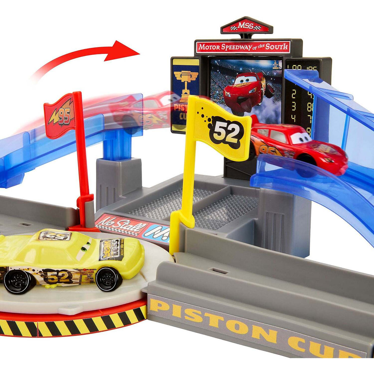 Disney Pixar - Cars Piston Cup Stunting Speedway Track Playset with Lightning Mcqueen Toy Car - Mattel