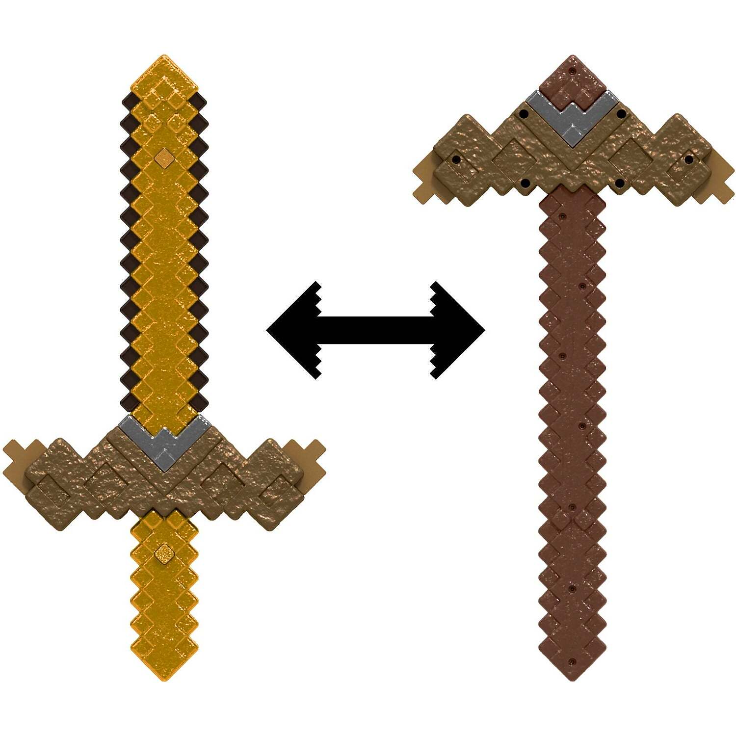 Minecraft - Transformable Click and Switch Sword and Pickaxe 2-in-1 Toy Pretend Play - Mattel