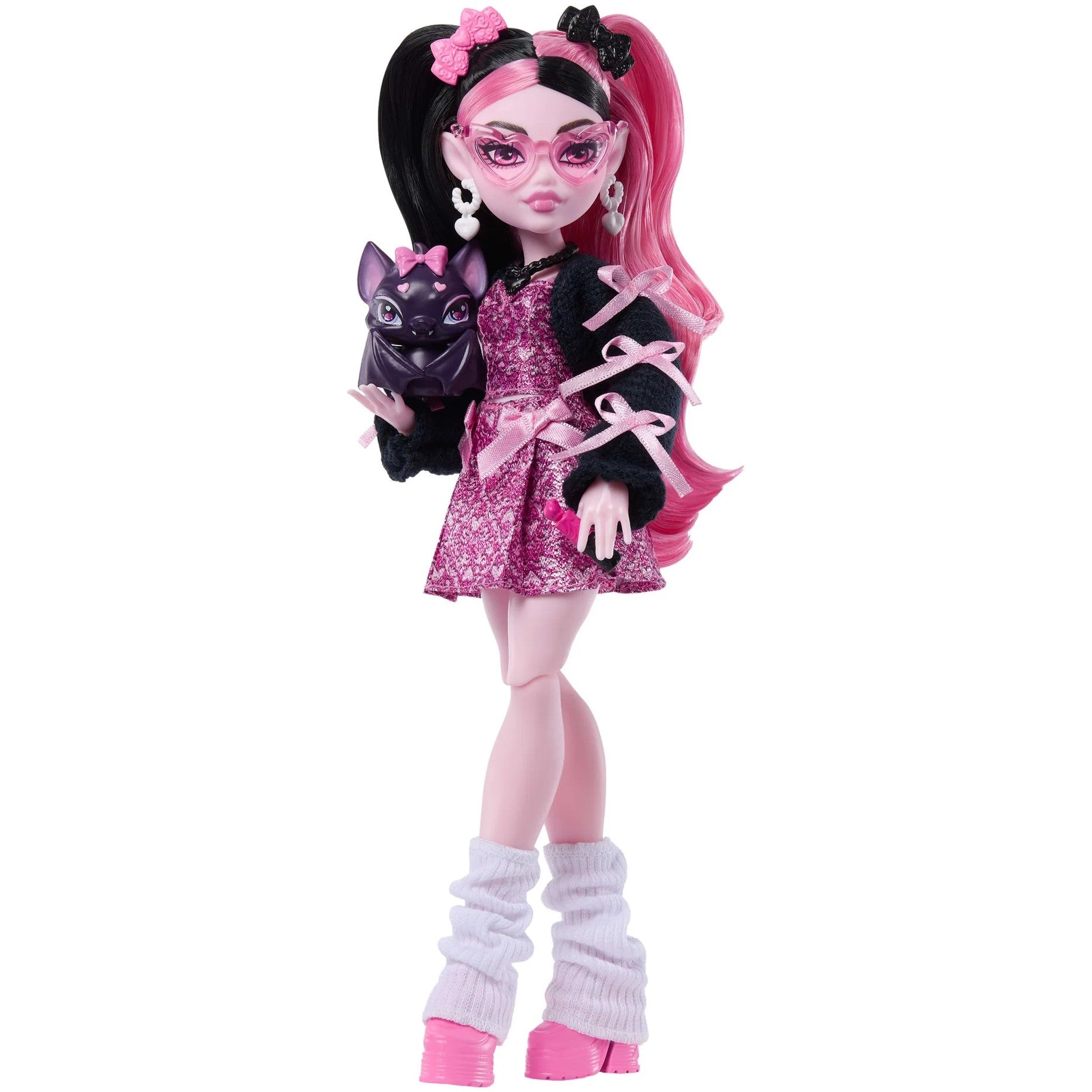 Monster High - Draculaura Fashion Doll in Bow Dress With Pet Bat Count Fabulous And 7 Accessories - Mattel
