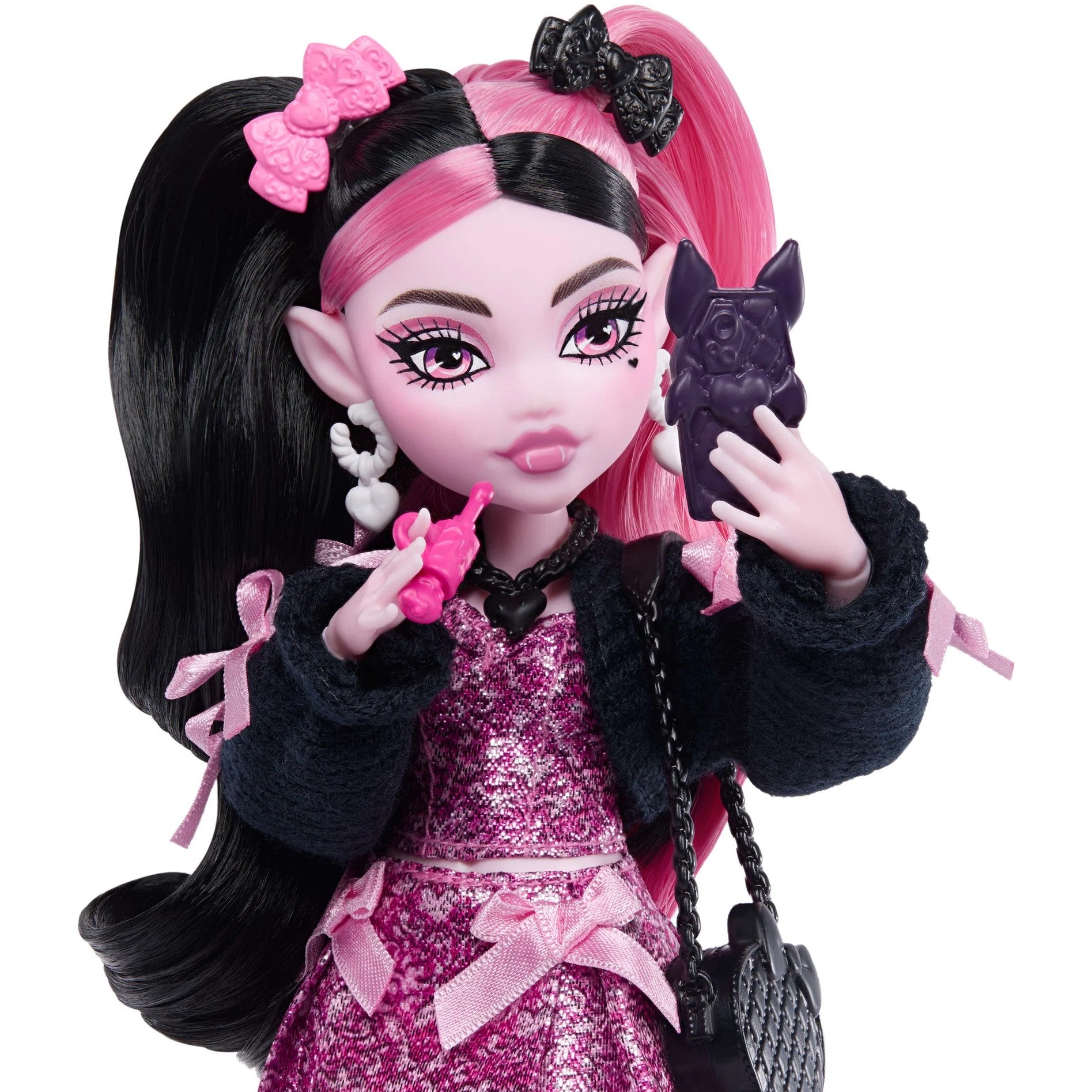 Monster High - Draculaura Fashion Doll in Bow Dress With Pet Bat Count Fabulous And 7 Accessories - Mattel