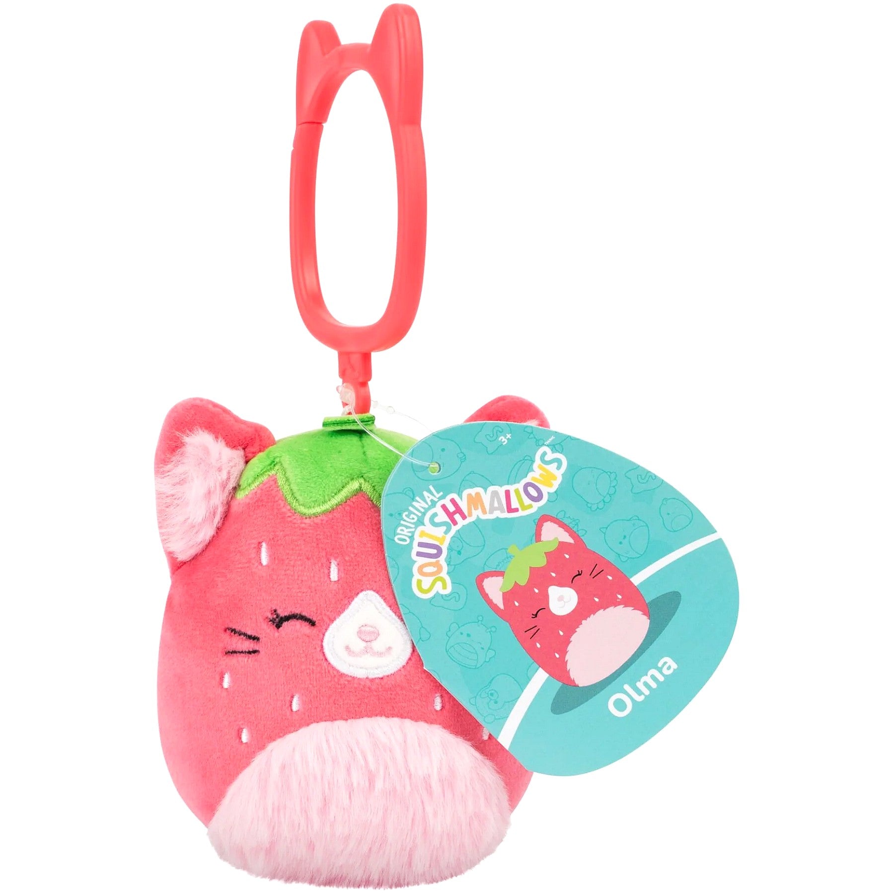 Squishmallows - Olma Strawberry Cat 3.5 Inch Clip On Plush