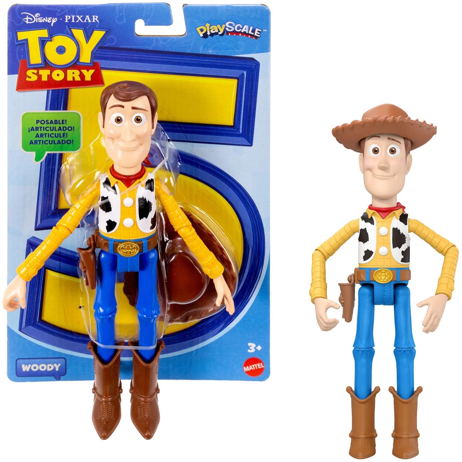 Disney Pixar - Toy Story 5 Woody Action Figure 9-inch Tall Sheriff 14 Posable Joints - Mattel