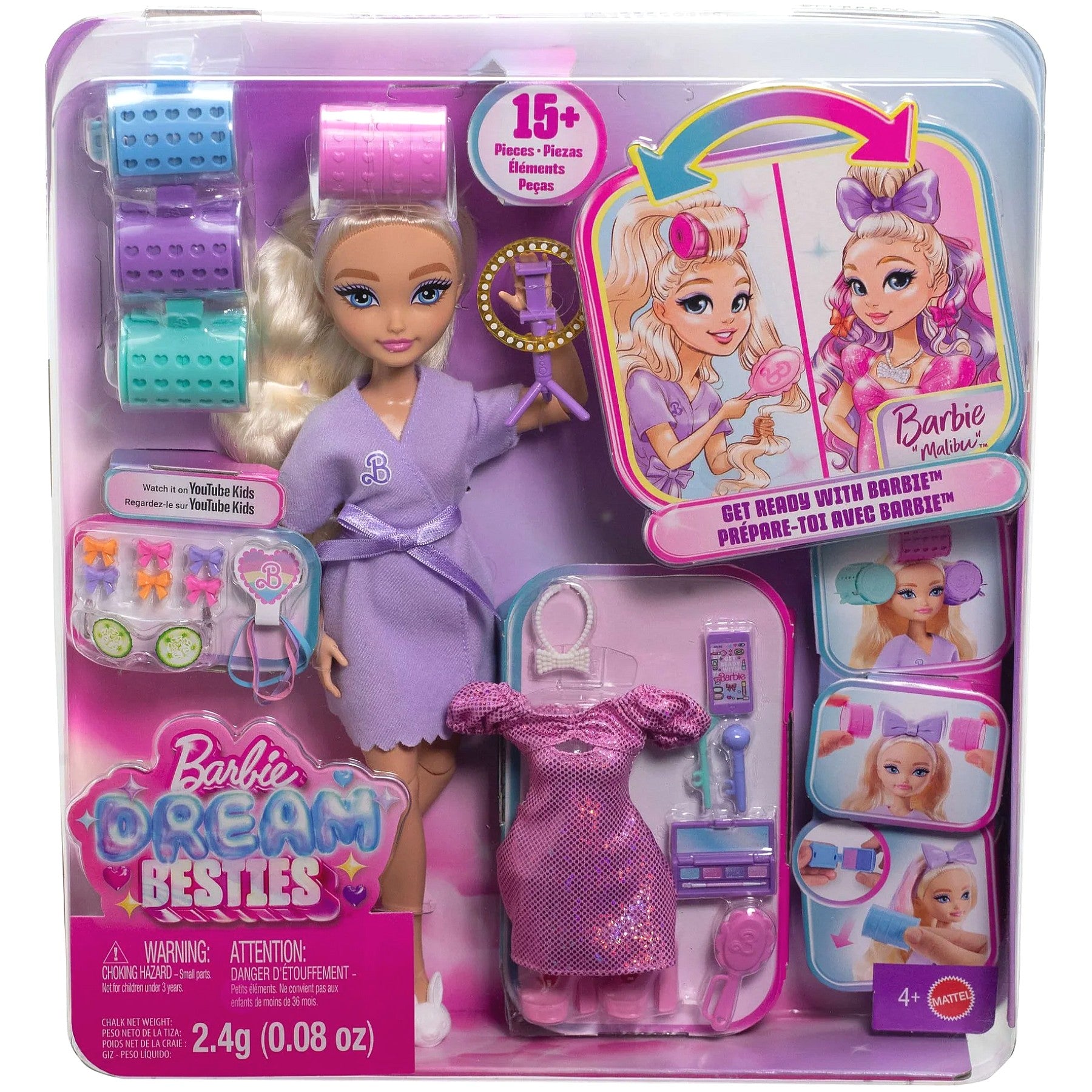 Barbie - Dream Besties Get Ready with Barbie Malibu Fashion Doll & Accessories - Mattel