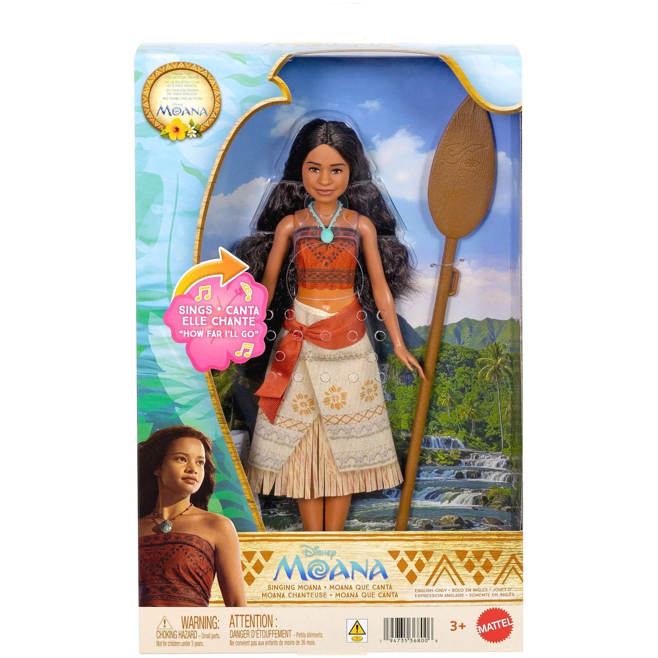 Disney - Moana Singing Fashion Doll Sings “How Far I’ll Go” Inspired by Live Action Movie - Mattel