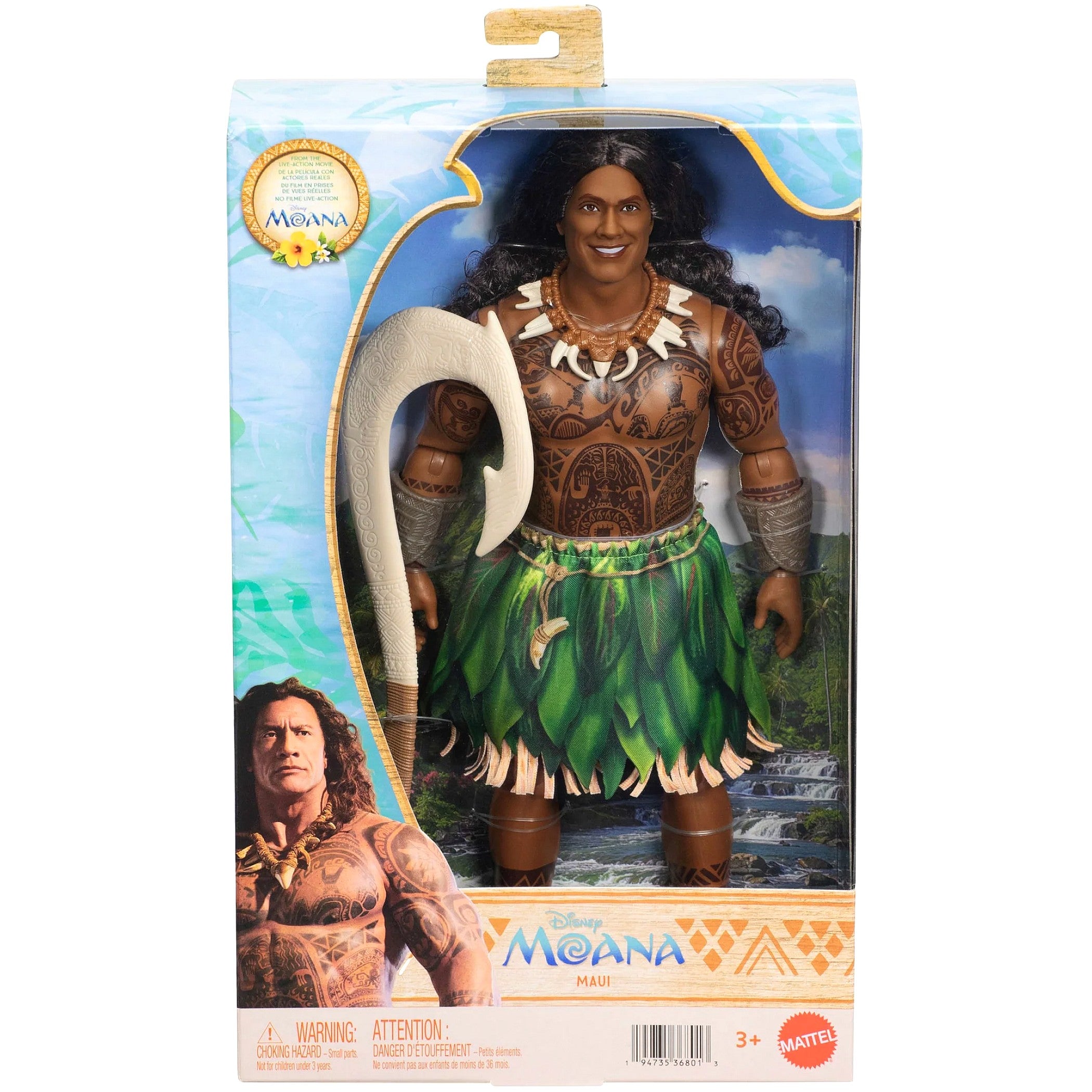 Disney - Moana Maui Doll with Removable Fashion & 4 Accessories Inspired by Live Action Movie - Mattel