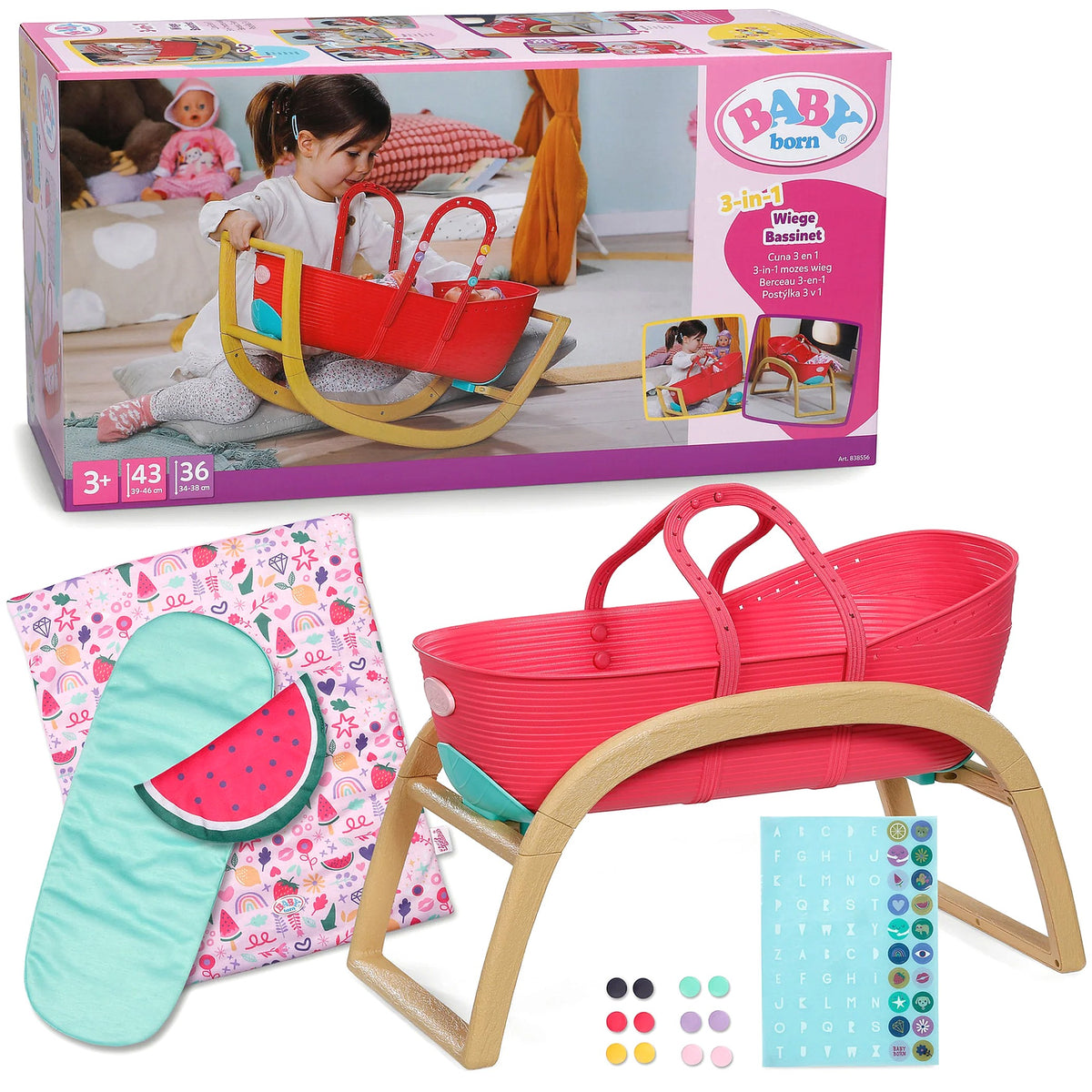 BABY born - 3-in-1 Doll Bassinet with Pinplay