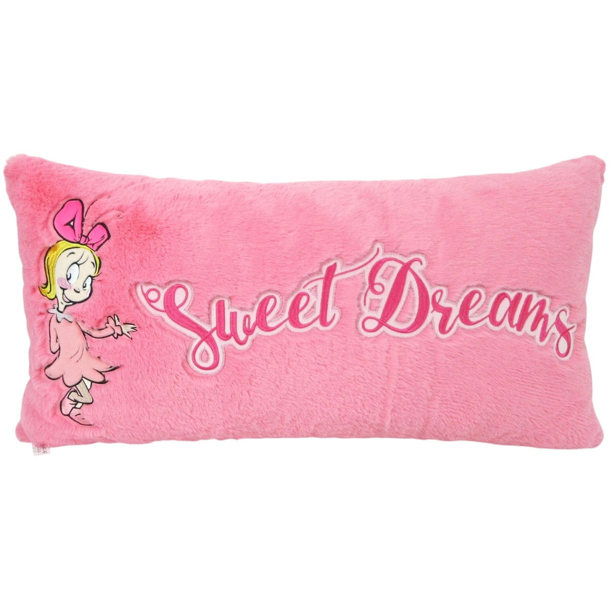 Cotton Candy - Xmas Dr. Seuss Cindy Lou Sweet Dreams Rectangle Pink Plush Cushion - Christmas