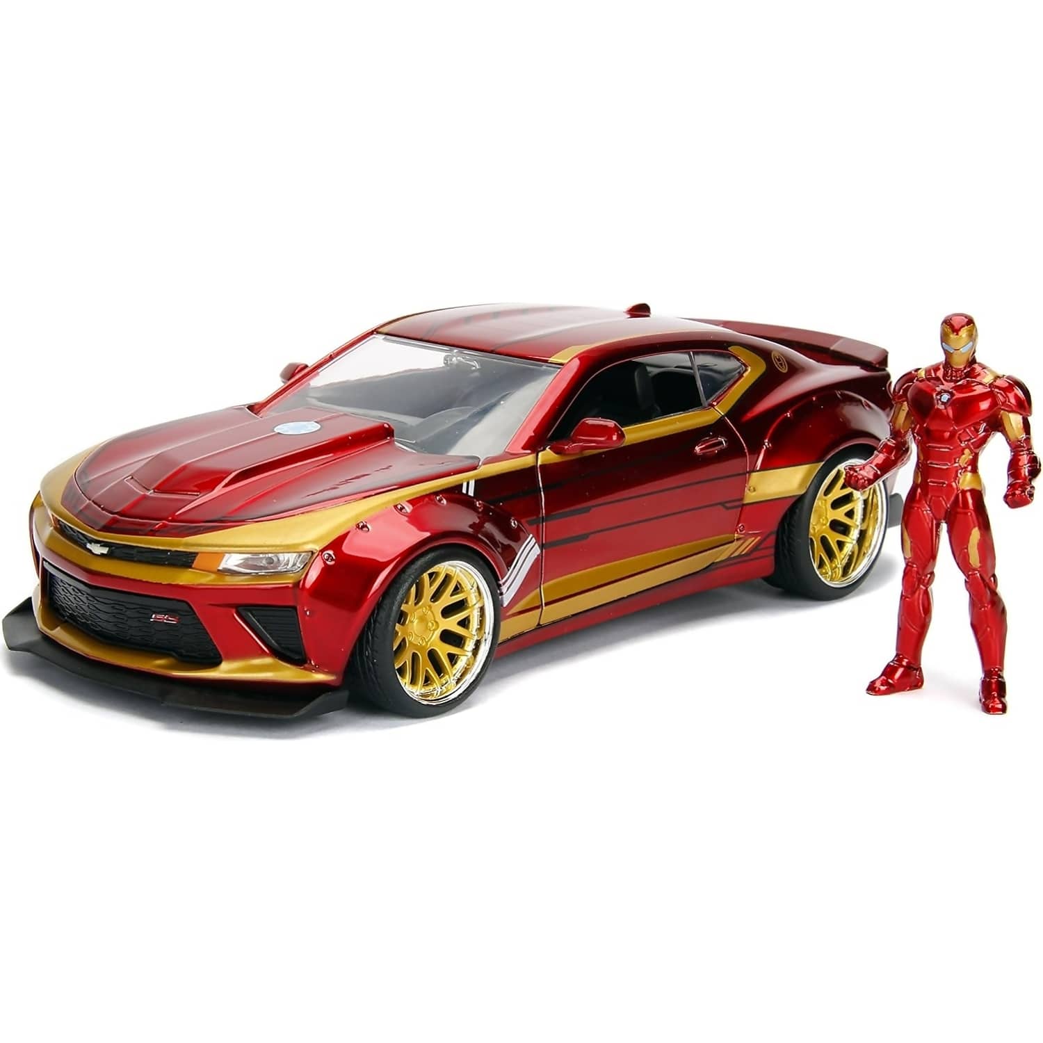 JADA TOYS - MARVEL AVENGERS 2016 CHEVY CAMARO SS WITH IRON MAN 1:24 SCALE DIECAST VEHICLE & FIGURE SET