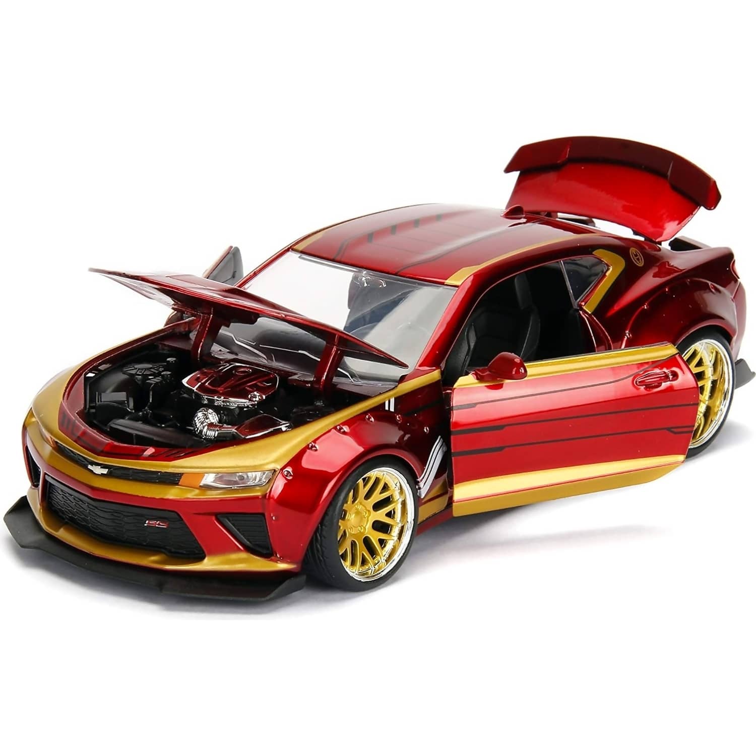 JADA TOYS - MARVEL AVENGERS 2016 CHEVY CAMARO SS WITH IRON MAN 1:24 SCALE DIECAST VEHICLE & FIGURE SET