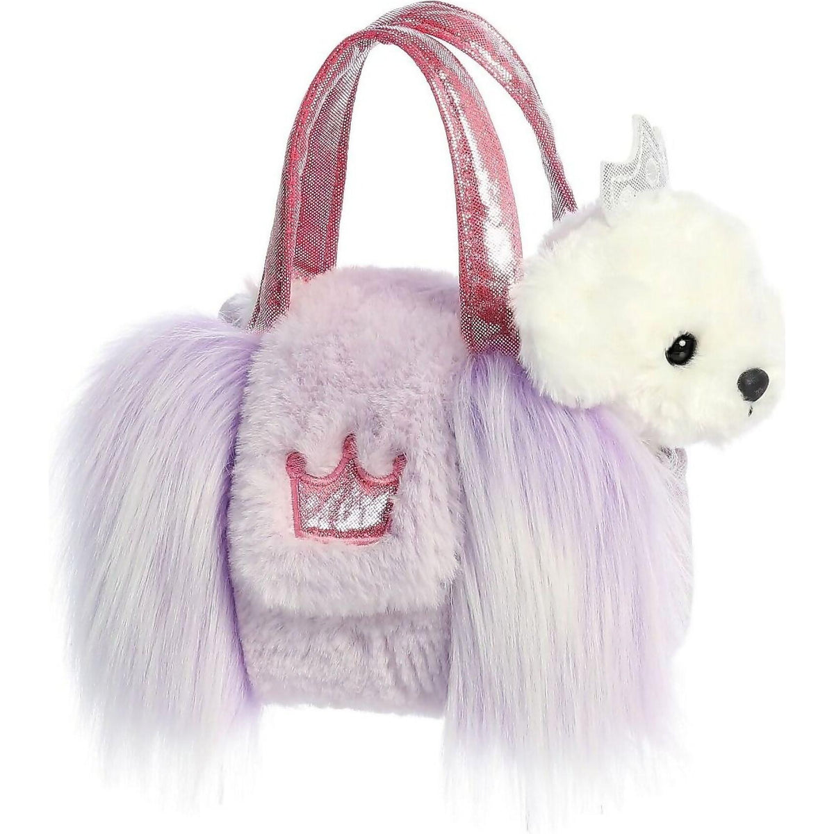 Cotton Candy - Fancy Pals Bichon Frise Puppy In Purple Fuzzy Bag