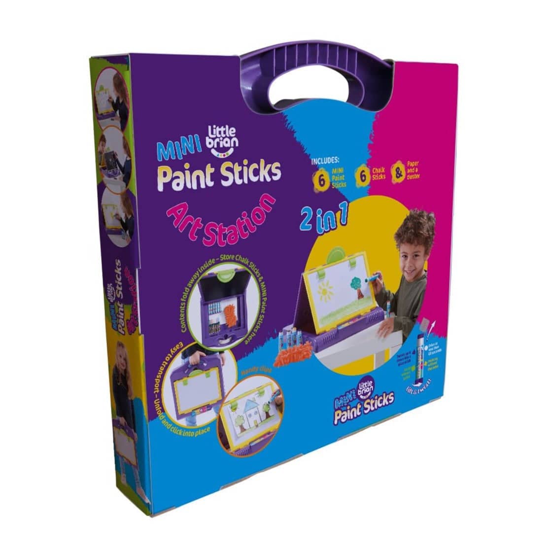 Little Brian - Mini Art Station Chalk and Paint Stick 2 in 1 Drawing Playset
