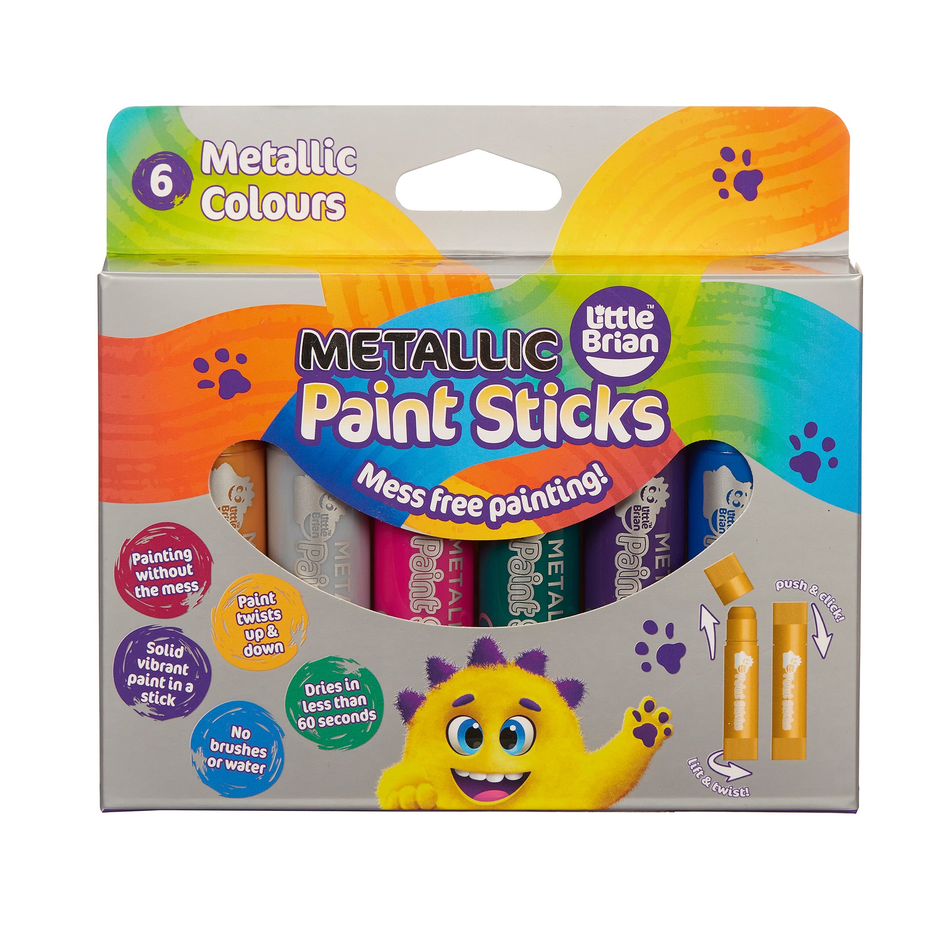 Little Brian - Paint Sticks - Metallic 6 Piece Pack