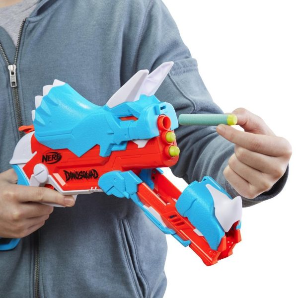 Nerf Dinosquad Tricera-blast Blaster Break-open 3-dart Loading 12 Nerf Darts Dart Storage Triceratops Dinosaur Design - Image 5