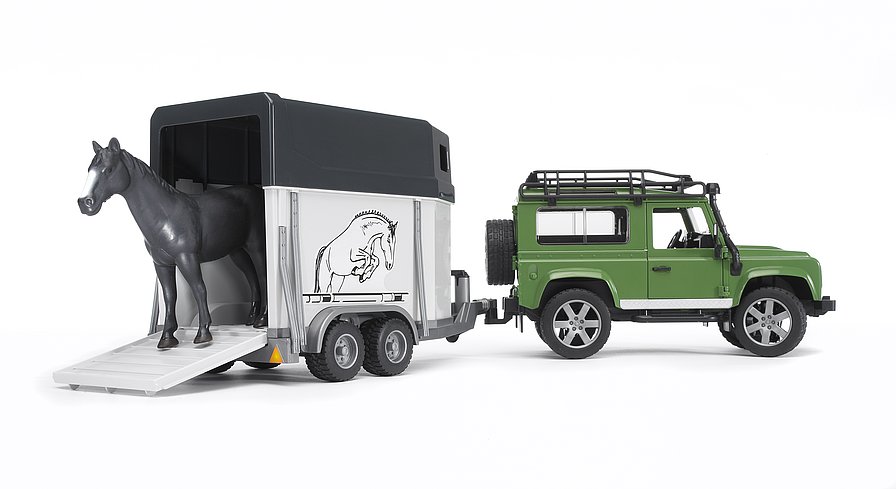 Bruder Land Rover Defender With Horse Trailer - Bruder Leisure Time