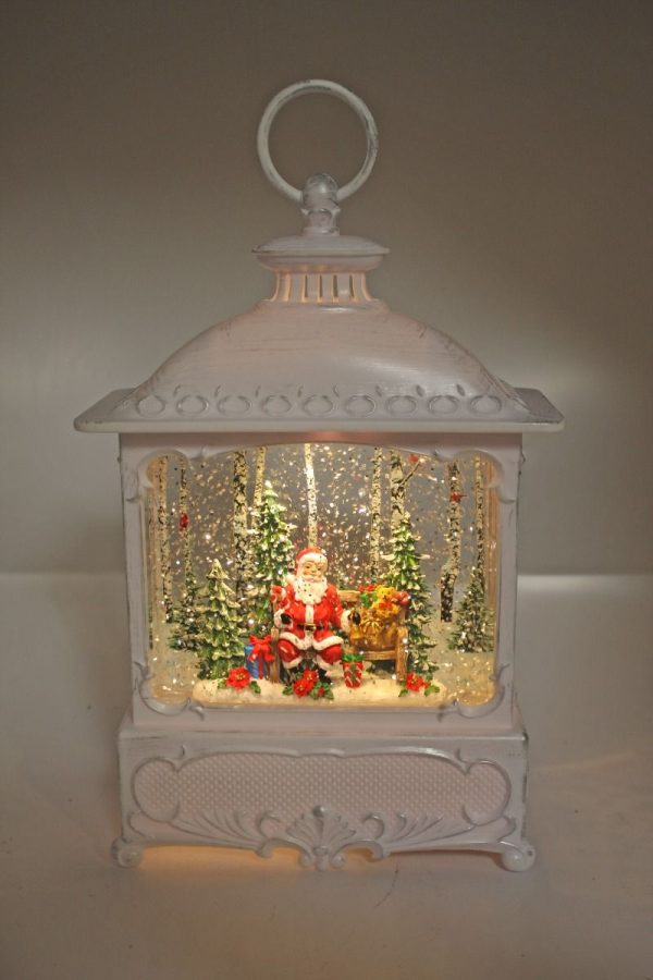 Cotton Candy - Xmas Rectangle Lantern White Santa Bench - Image 3