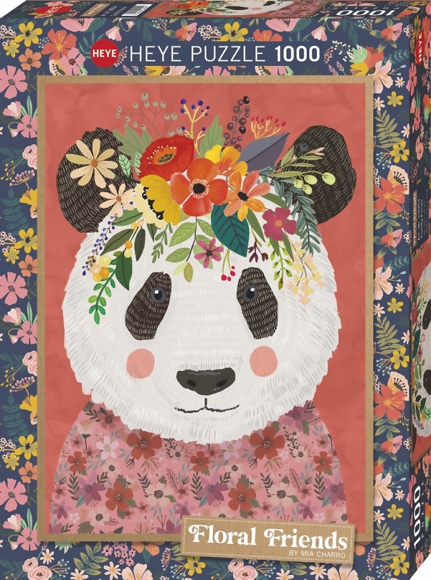 Heye - Floral Friends Cuddly Panda Jigsaw Puzzle 1000pc