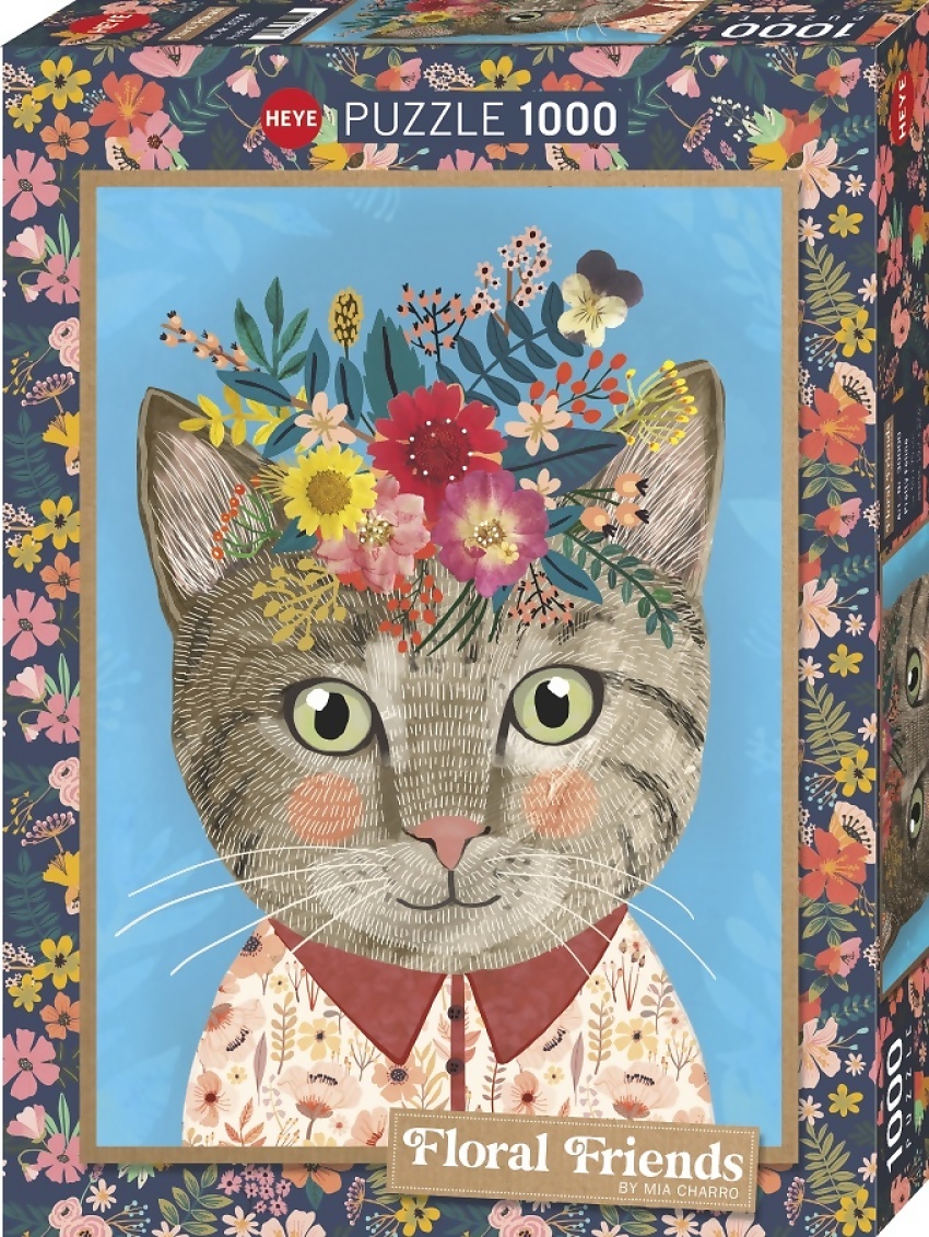 Heye - Floral Friends Pretty Feline - Jigsaw Puzzle 1000 Pieces