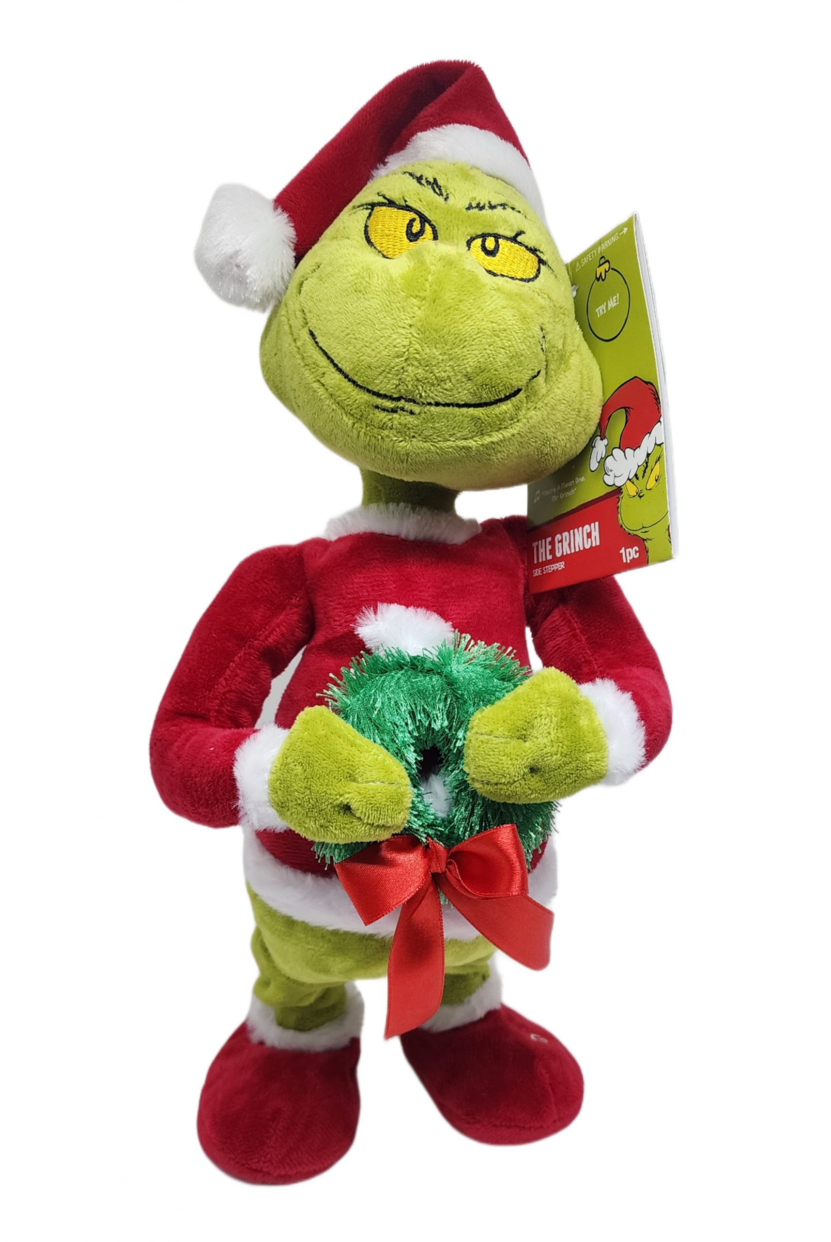 Cotton Candy - Xmas Animated Grinch In Santa Suit With Wreath
