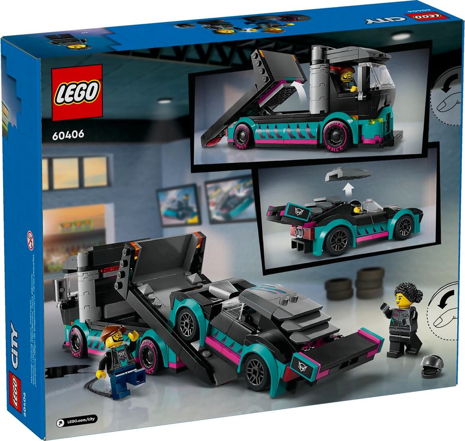 LEGO 60406 Race Car and Car Carrier Truck - City - Image 8