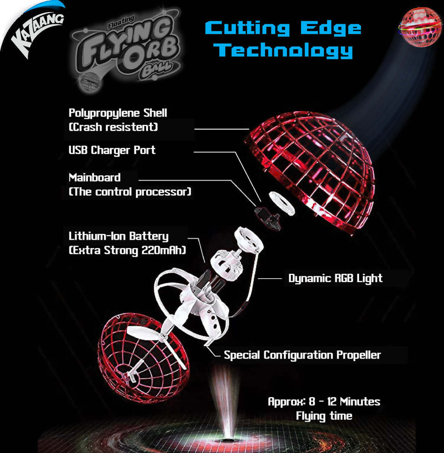 Kazaang - Floating Flying Orb Ball - Red - Image 3