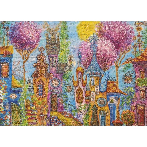 Heye - Charming Village Pink Trees Jigsaw Puzzle 1000pc - Image 2