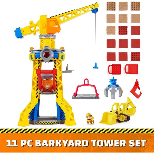 Paw Patrol - Rubble & Crew Bark Yard Crane Tower Playset With Rubble Action Figure Toy Bulldozer & Kinetic Build-it Play Sand - Spin Master - Image 5