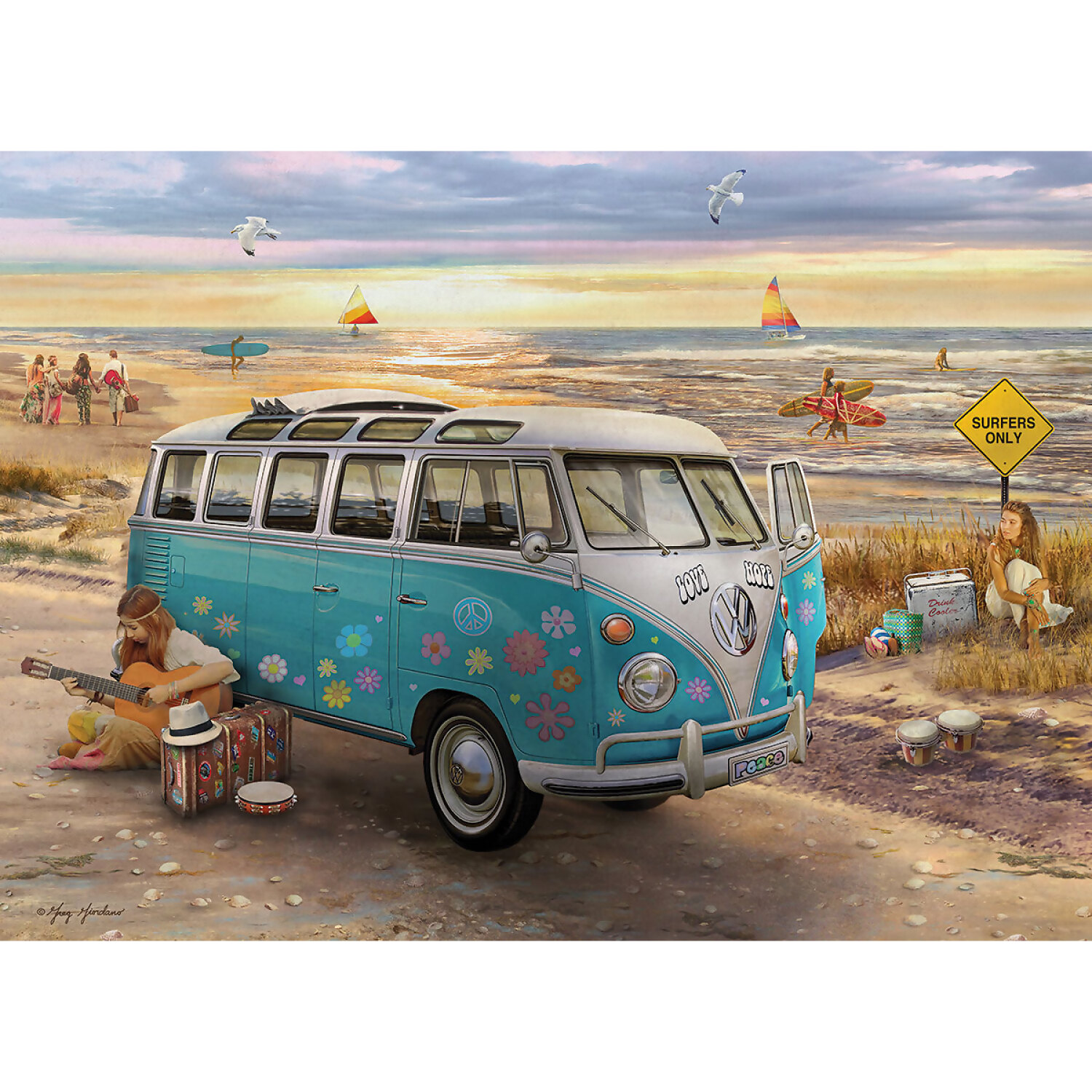 Eurographics - Love & Hope VW Bus Jigsaw Puzzle 1000pc - Image 3